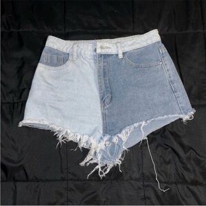 SHEIN Two-Tone Denim Women Shorts